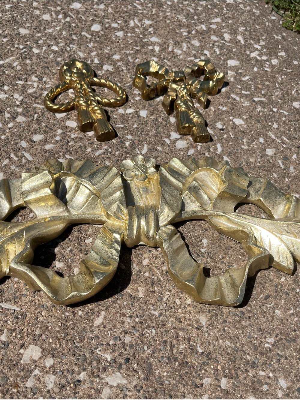 Home Interiors Gold Ribbon Bow Wall Accent Set
